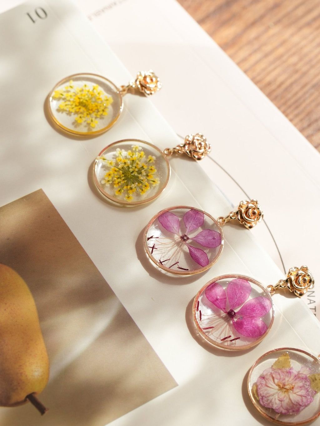 "Golden Sunburst" Yellow Lace Flower Earrings