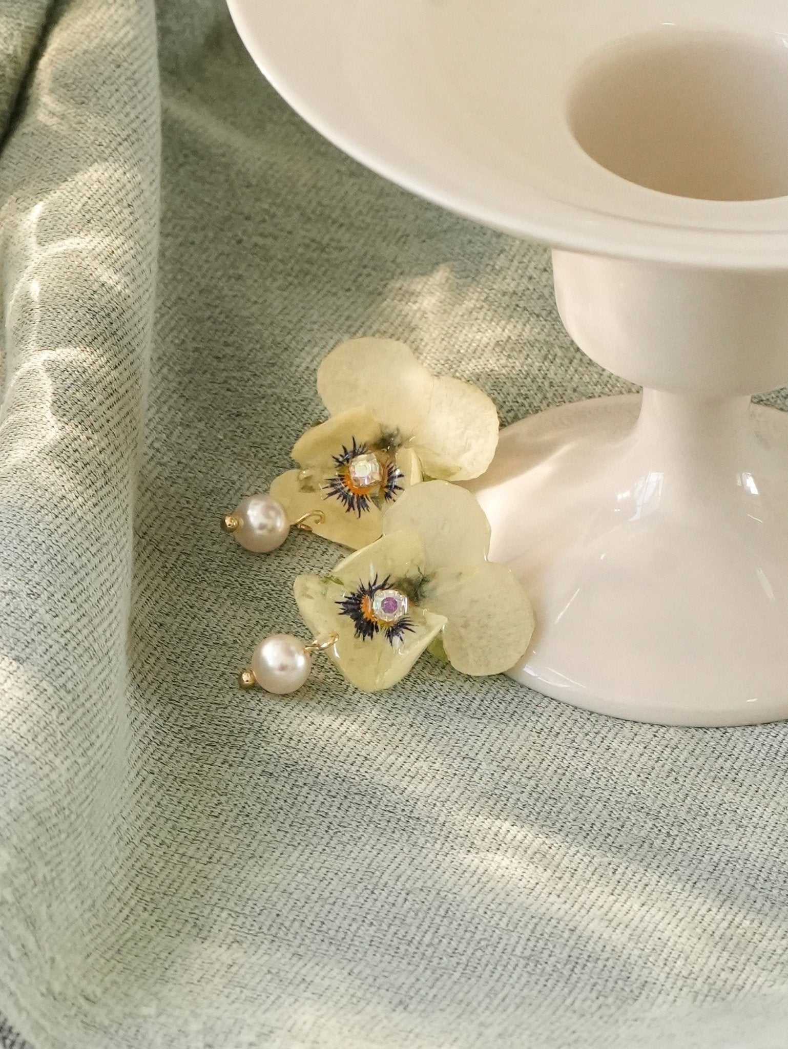 "Singing Garden" Real Viola Pansy Earrings
