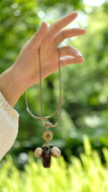 "The Earth Balance" - Stone Donut & Natural Seed Lariat Necklace