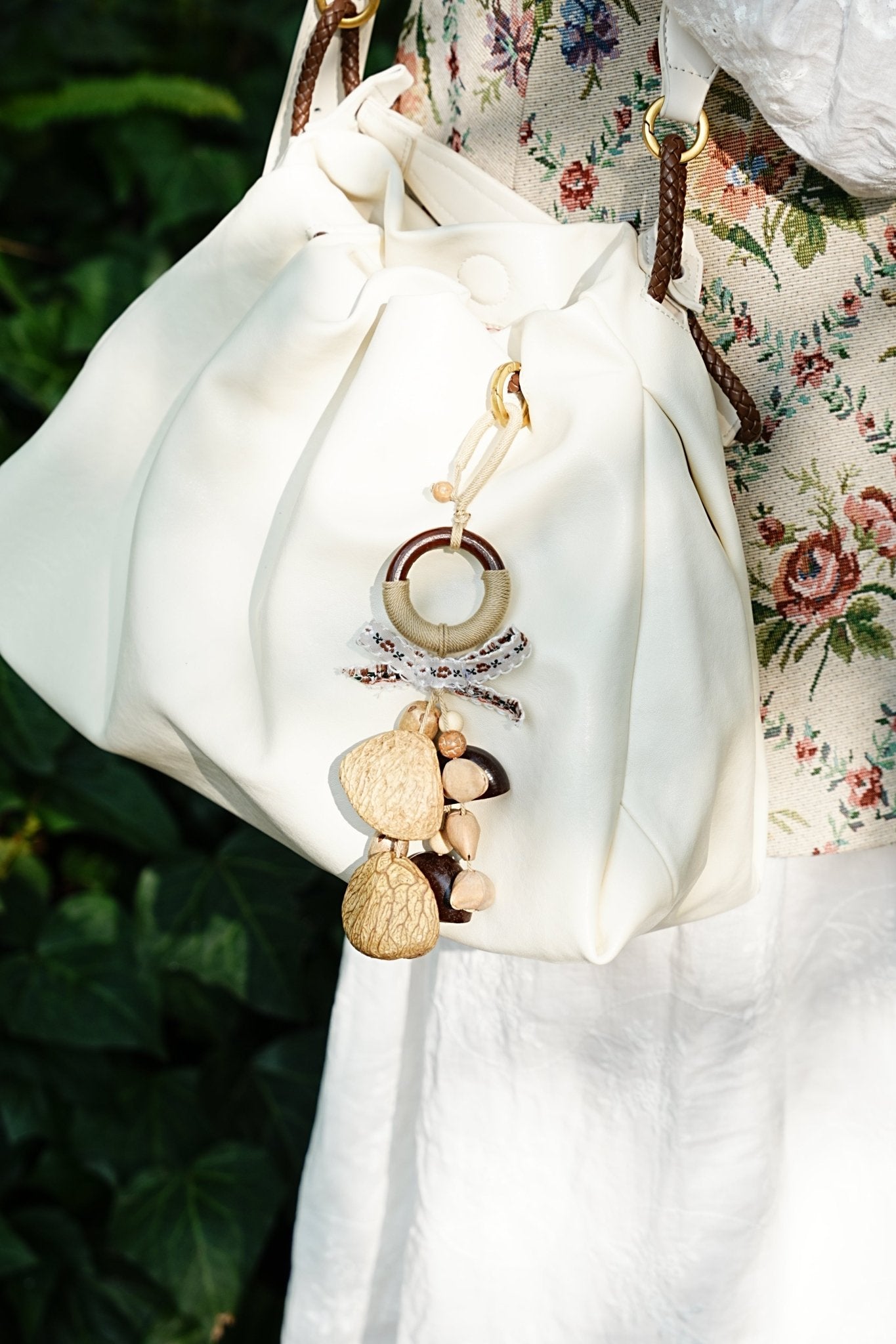 "Garden Whisper" Floral Wood Ring Charm