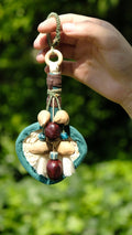 "The Gentle Breeze" - Handwoven Miniature Bamboo Fan & Nut Shell Charm