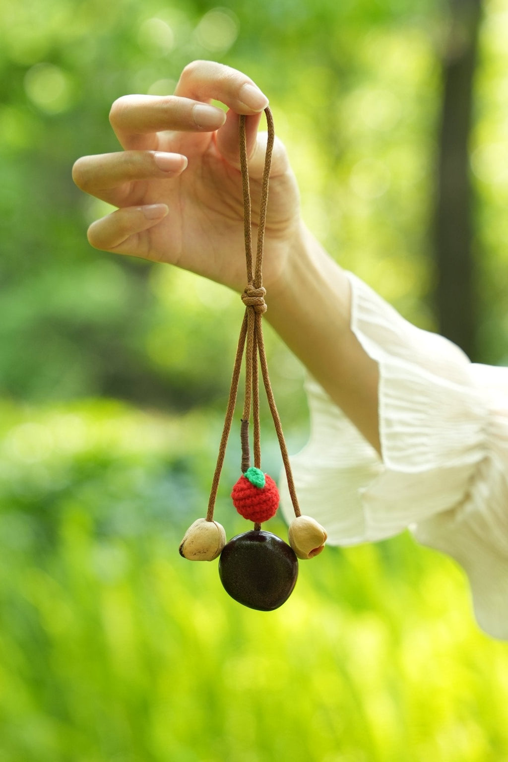"Little Harvest" Crocheted Fruit Seed Charm
