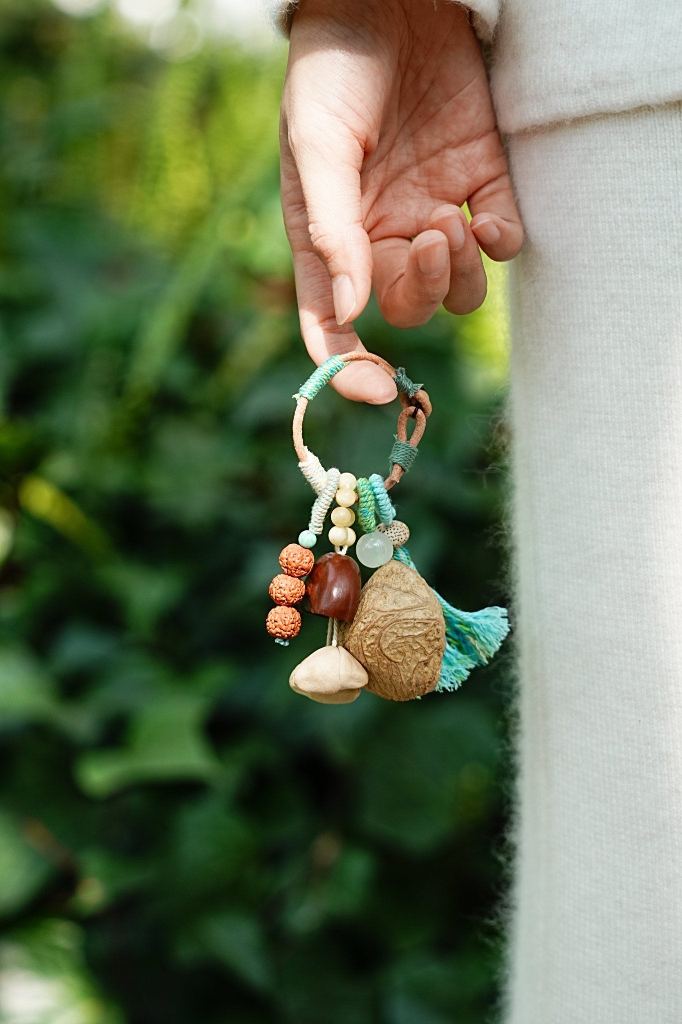 "Mint Breeze" Rudraksha Tassel Charm