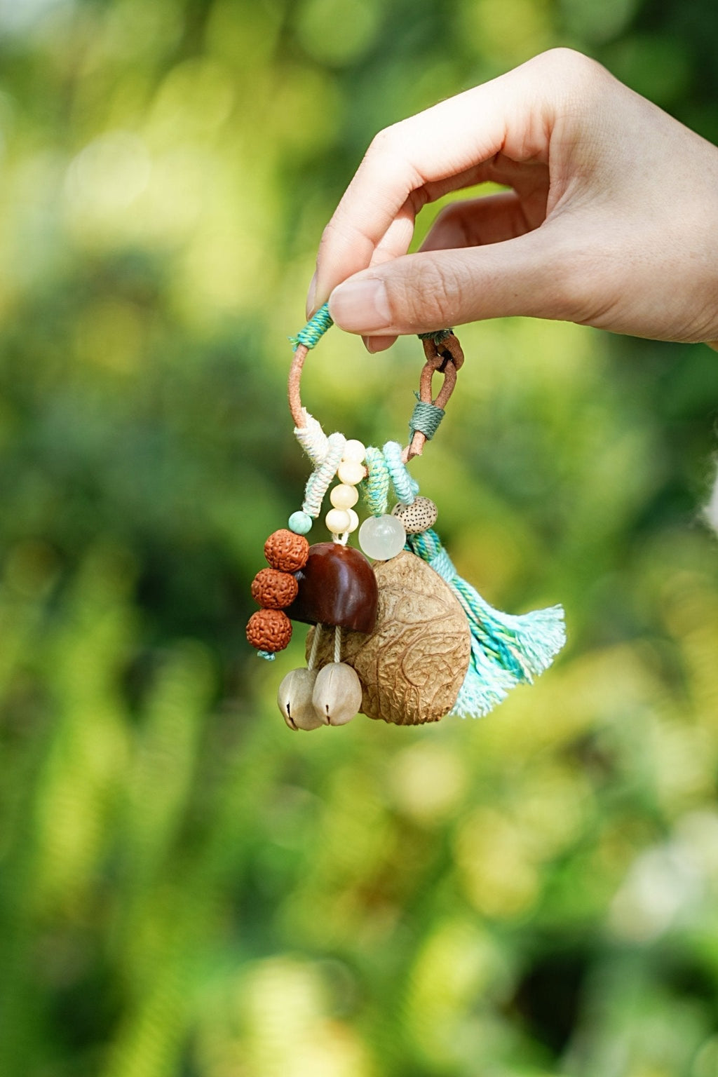 "Mint Breeze" Rudraksha Tassel Charm