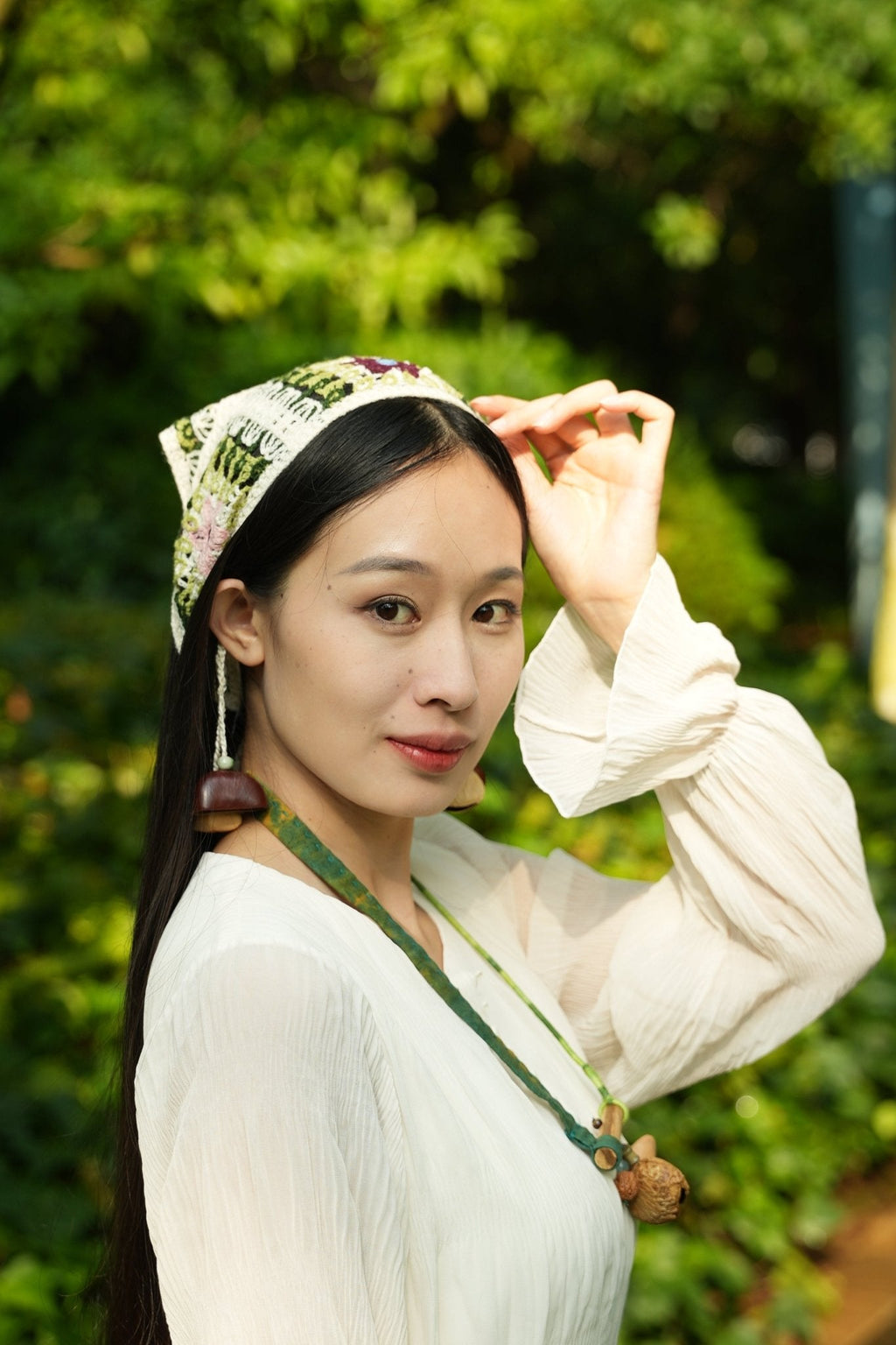 "Strawberry Garden" Crocheted Bandana